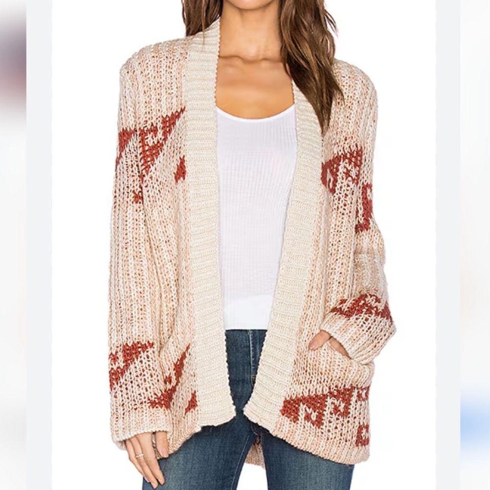 Free People Time & Again Pattern Open Front Cardigan